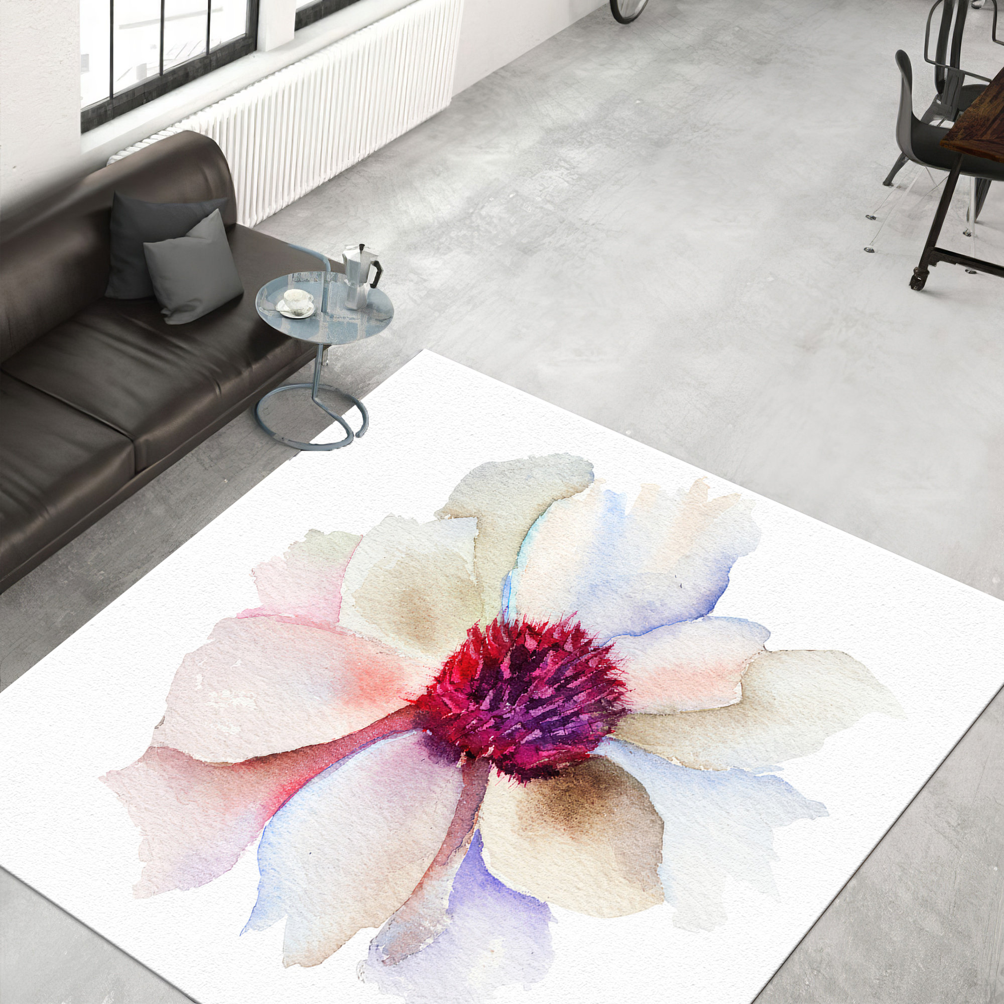 kayra export Textured Non-Woven Printed Rug with Subtle Floral Design ...