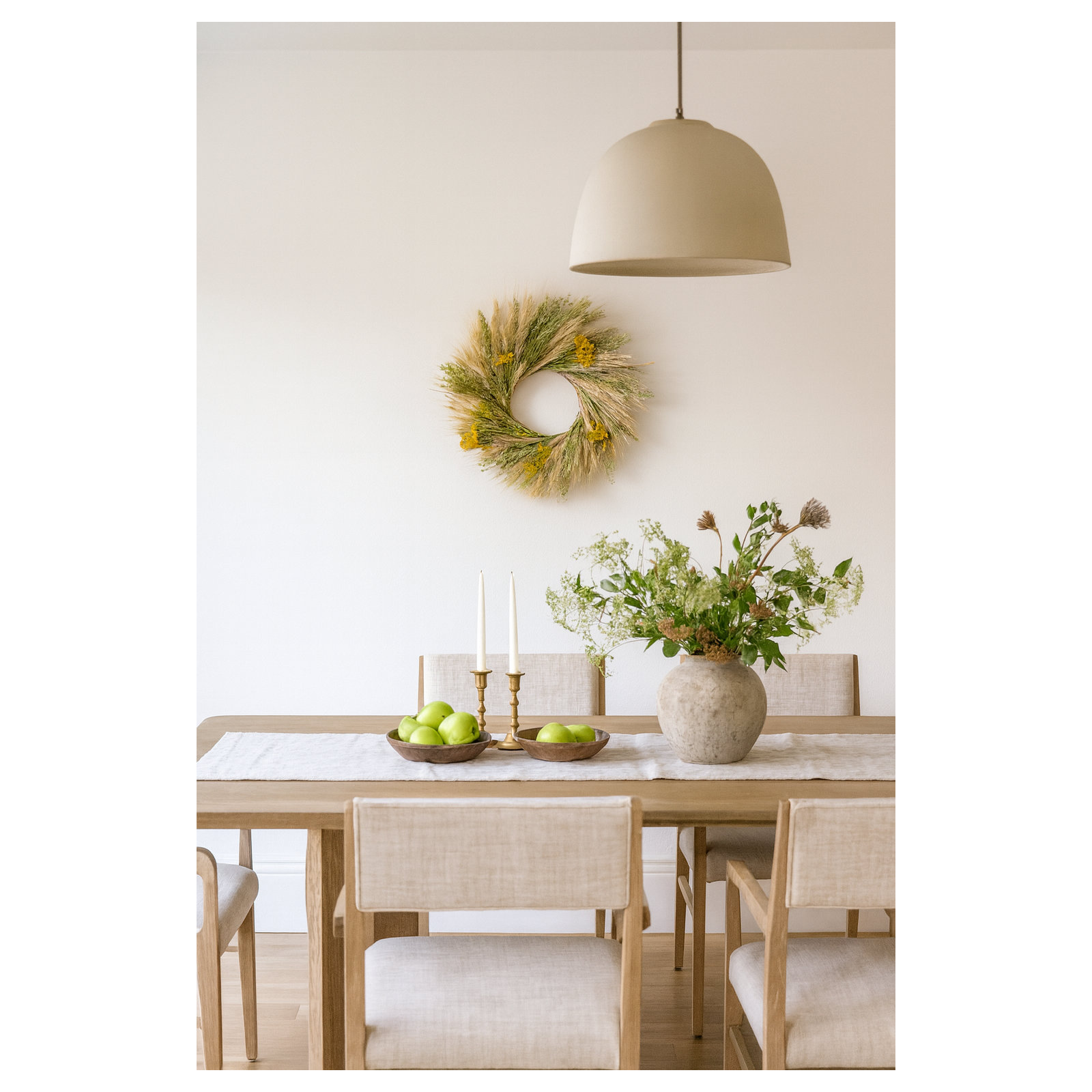 Dried Wheat and Yarrow Spring Wreath, 30" W x 30" H x 6" D