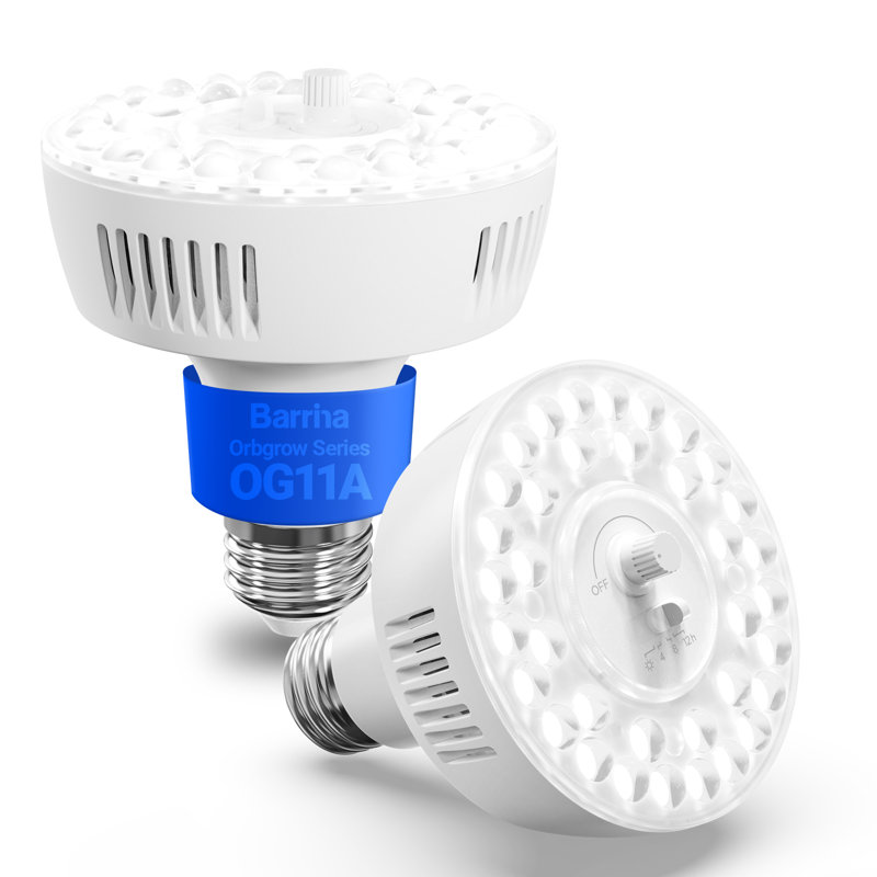 Ampoules Barrina Orbgrow Og11a pour plantes d'intérieur, 5000k 22w (2 x 11w, 200 watts équivalents), ampoule E26, 2 paquets, blanc