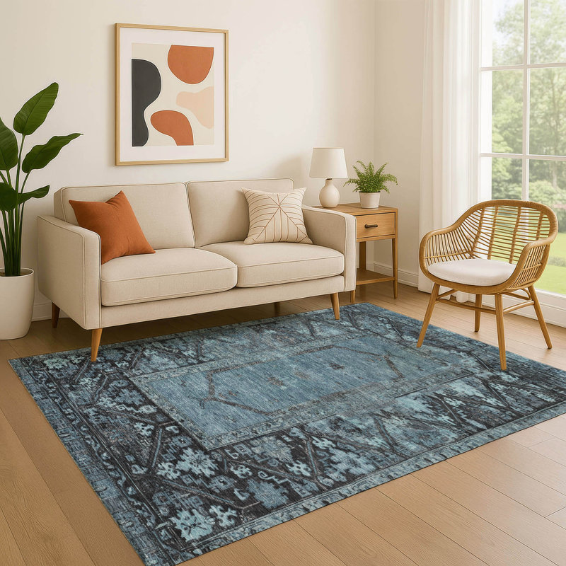 Premium Machine Washable Hooley AMF1727 Global Rug, Rectangle 10' x 14'
