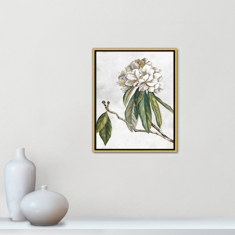 «Pearly Beauty II» par Eva Watts, L 17,5 po x H 21,5 po, Toile avec cadre, Flotteur doré
