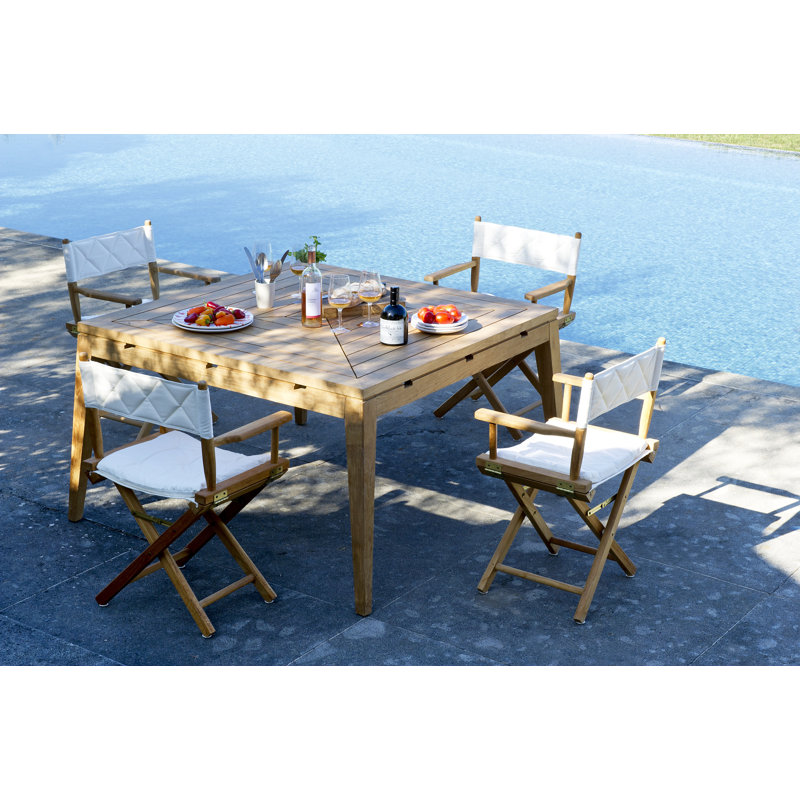 Milton Square Teak Outdoor Dining Table With Umbrella Hole , 50.79'' in. W 50.79'' in. D
