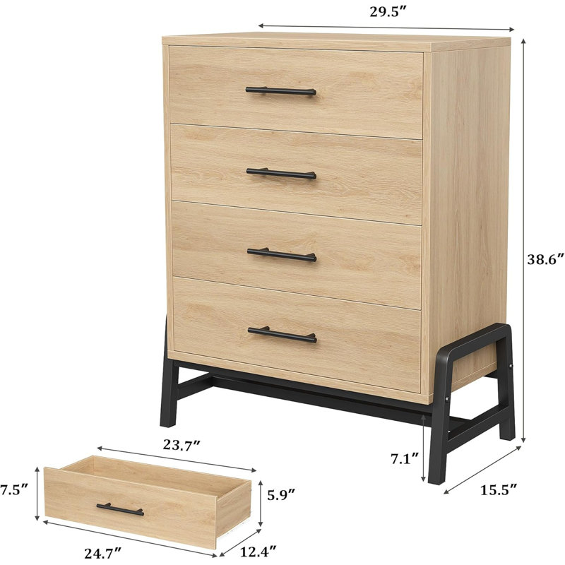 29.5 " W 4 - Drawer Dresser, Yellow