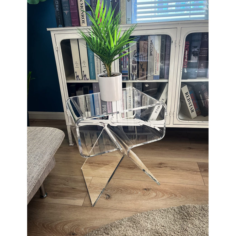 Clear Acrylic Modern Minimalist Nightstand Side Table