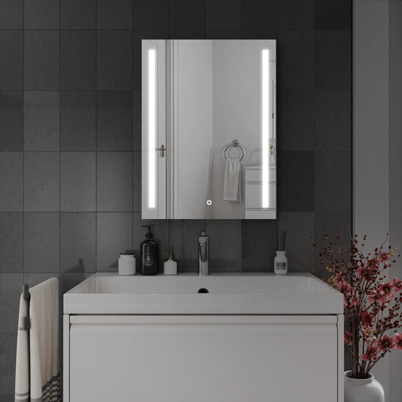 Rectangle LED Bathroom Mirror Fog Free Touch Sensor, 60 cm H x 80 cm W