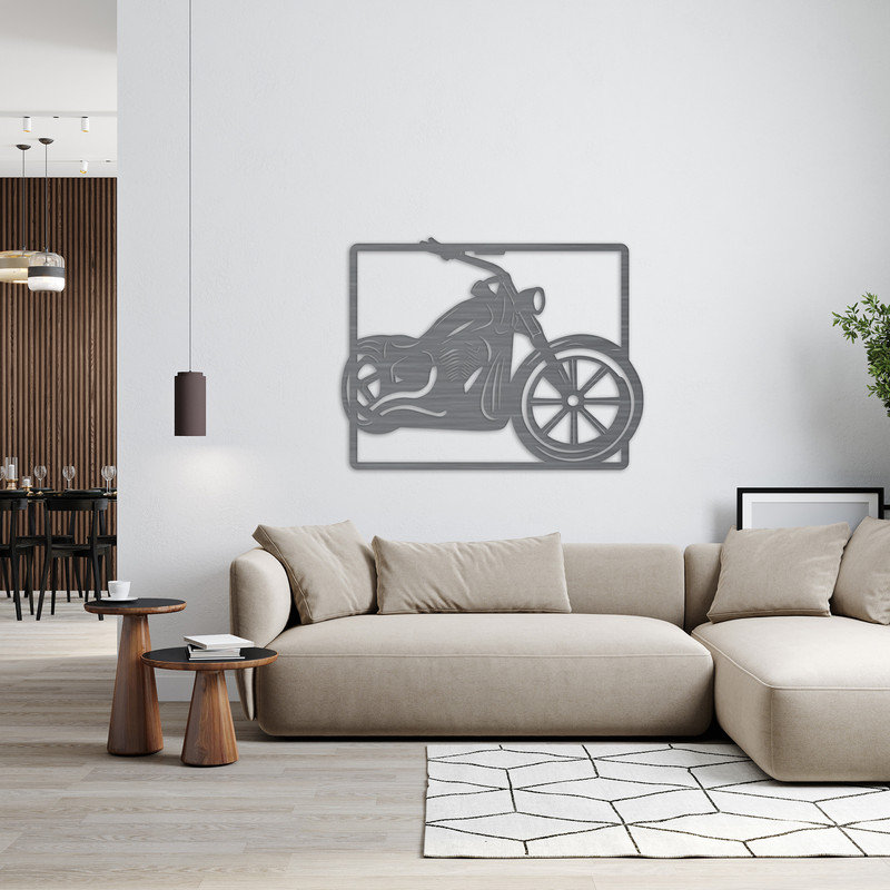 Décoration murale rectangulaire de moto - ACM, H 24,7 po x l 32 po x P 0,25 po, Blanc