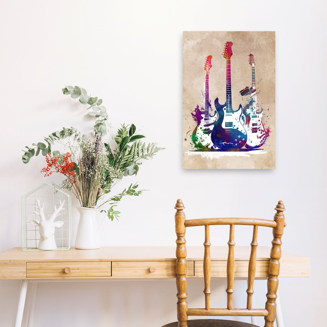 Vibrant Guitar Art Abstract Contemporary Wall Art Print