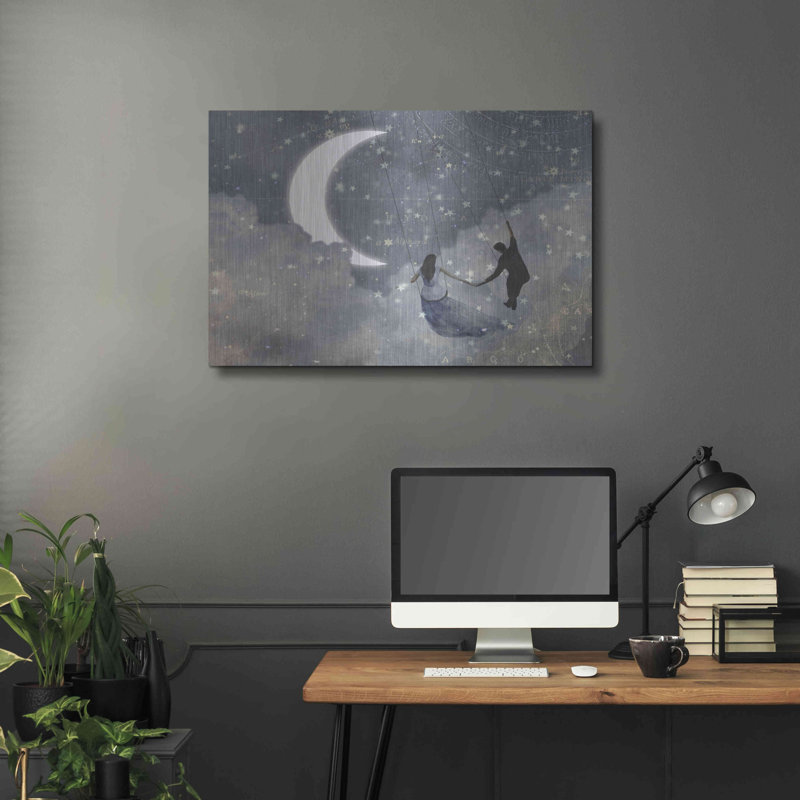 «Celestial Love I» par Victoria Borges, art mural en métal, H 24 po x l 36 po