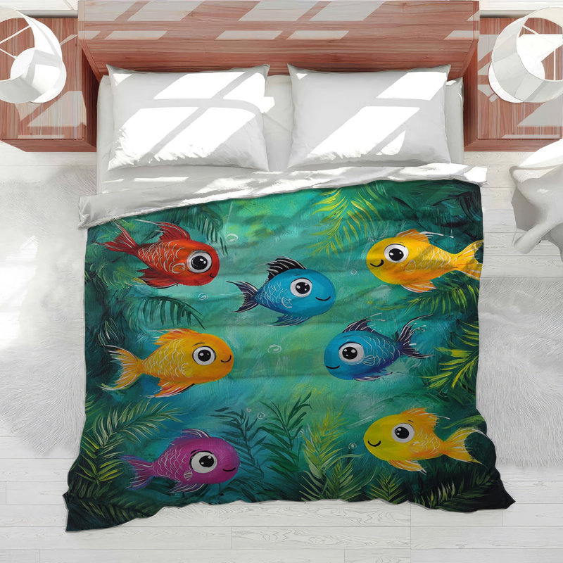 Fish Bedding Aquatic Comforter Tropical, Twin Comforter