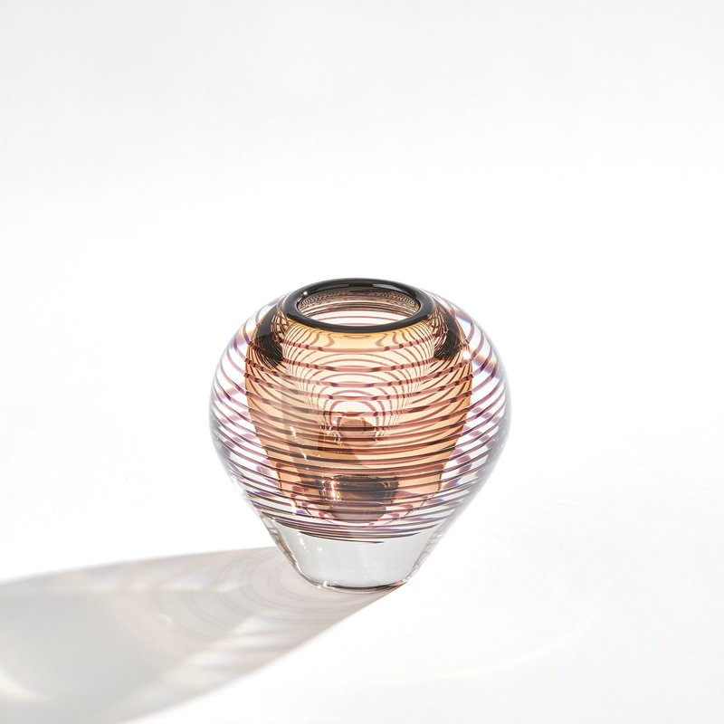 Spiraled Handmade Glass Table Vase, 5.75" H x 5.75" W x 5.75" D
