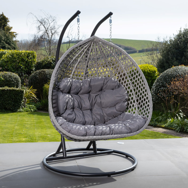 Panora 2 Person Porch Swing with Canopy, Grey, Dark Grey