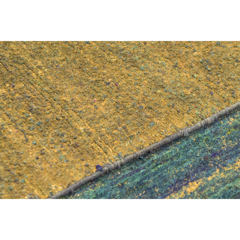 Silk Area Rug in Teal, Rectangle 8'10" x 12'3"