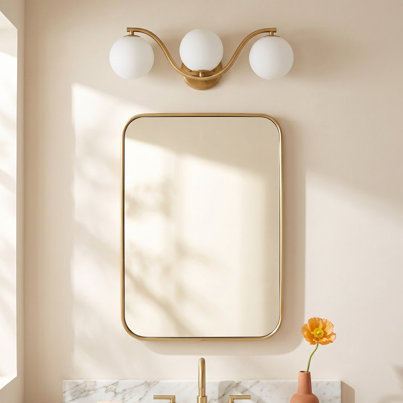 Susanne Triple Globe Wave Vanity Lighting, Brushed Gold