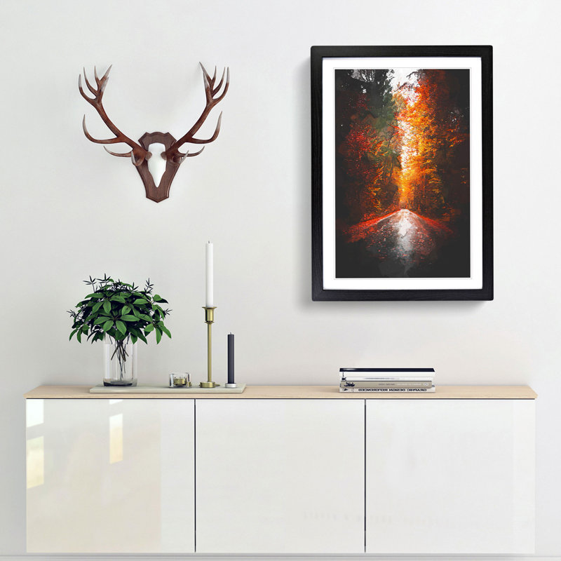Autumn Road in Austria in Abstract - Picture Frame Graphic Art Print, 48cm H x 36cm W x 2cm D, Black Framed