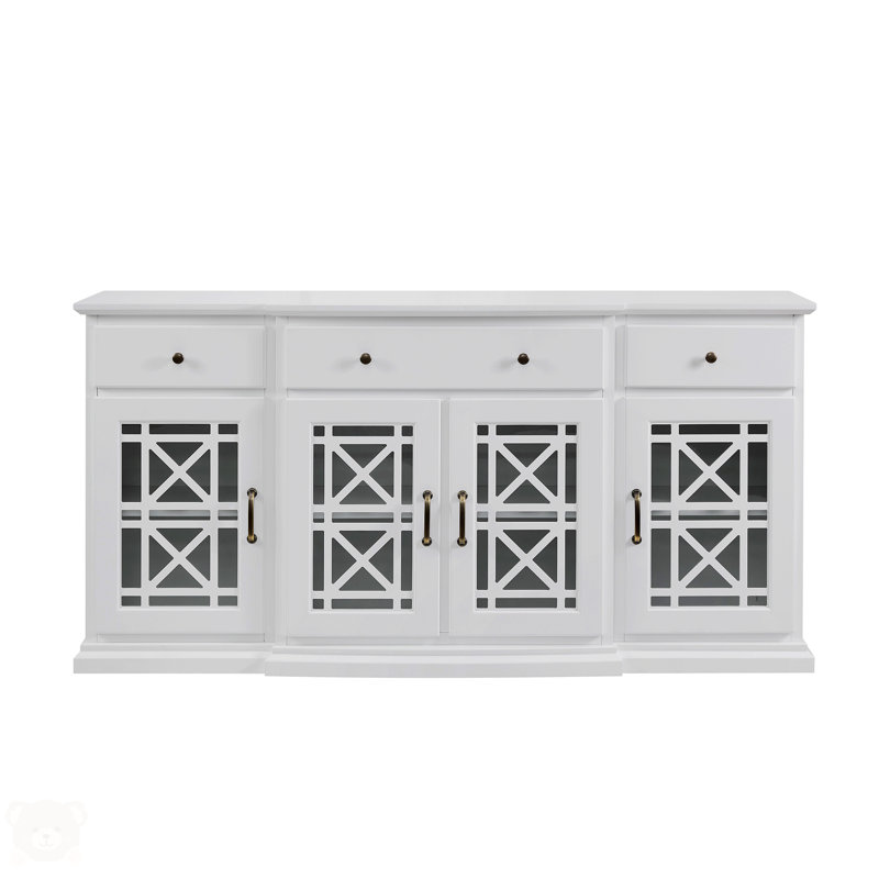 Buffet avec porte en verre Saugeries, Blanc