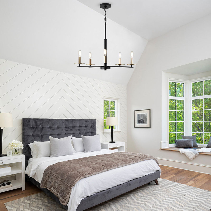 Leslieann 5-Light Modern Farmhouse Chandelier, Black