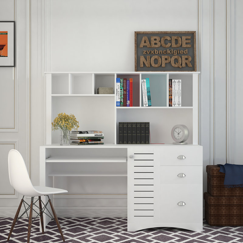 Bureau d'ordinateur à domicile avec huche, Noyer