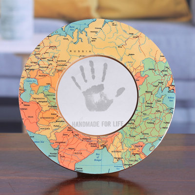 Novica Handmade Colorful Cartography Wood Photo Frame (4 Inch)