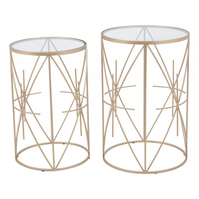 Table de bout cylindrique en verre 2 pièces