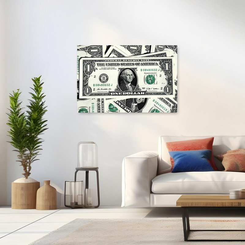 American One Dollar Contemporary Wall Art Print 1 Piece Wrapped Canvas Wall Art, 81.28cm H x 121.92cm W