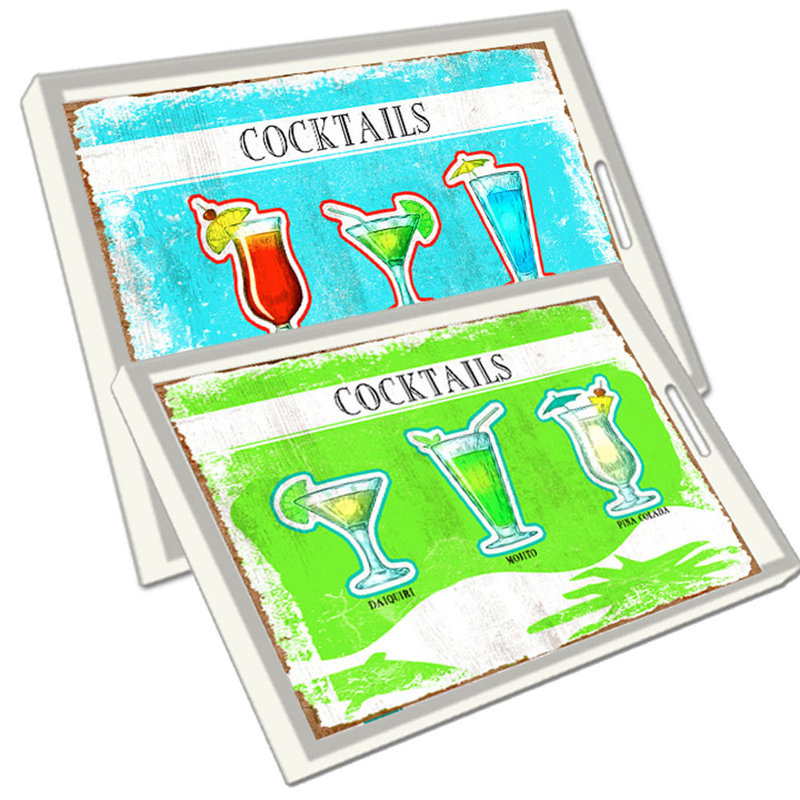 Ensemble de plateaux de service 2 pièces cocktail graphic Darvone
