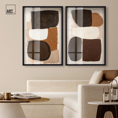 «Asymmetric Balance Set Shadowbox Print» par Art Remedy, cadre blanc, 24 x 36