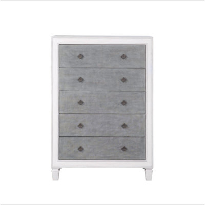 Commode Katia gris rustique et blanc vieilli
