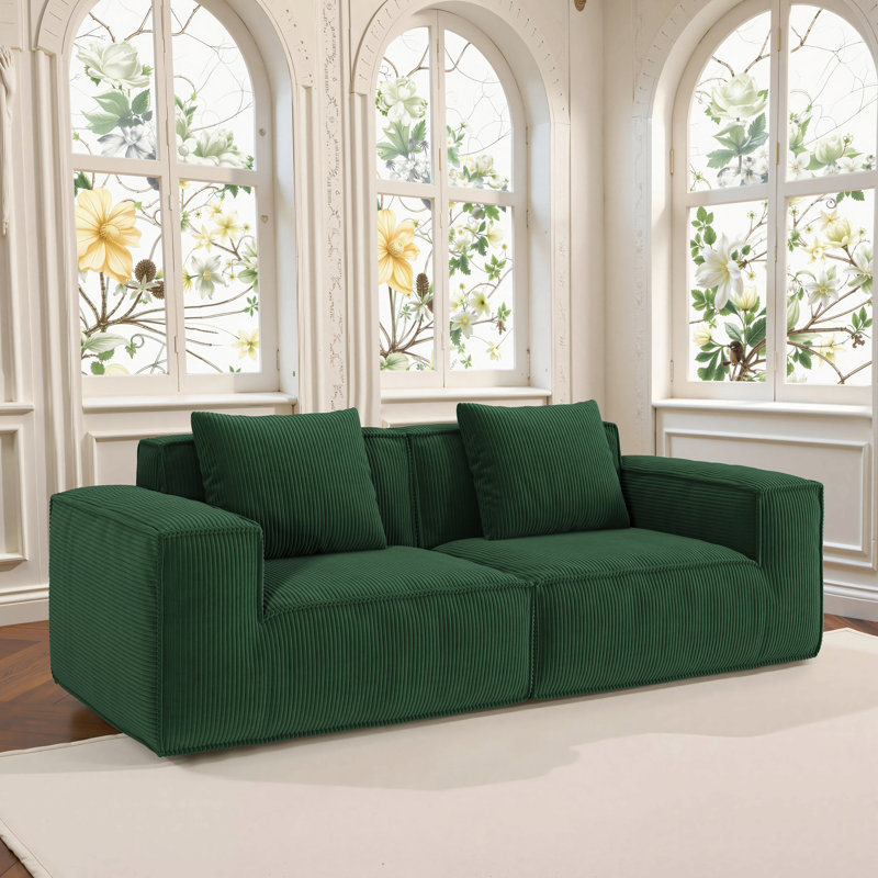 Canapé modulaire modulaire à conversion libre, 2, Vert, H 28,3 po x l 86,6 po x P 39,4 po