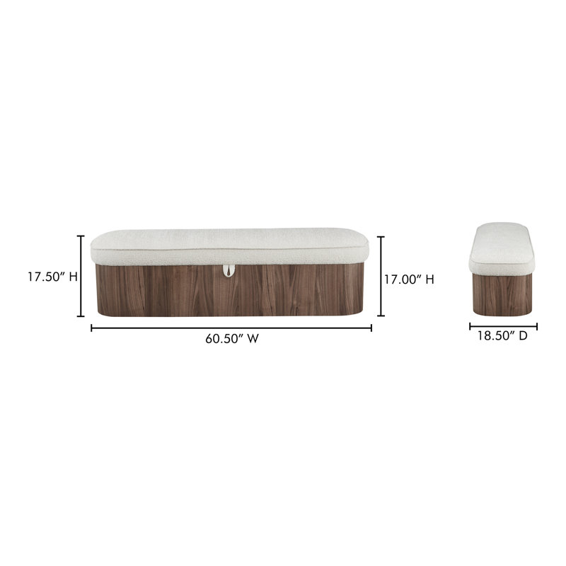 Sonny Upholstered Storage Bench, Walnut