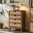 Simple Rattan Woven Solid Wood Porch Cabinet Accent Chest
