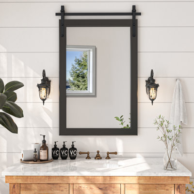 Farmhouse Rectangle Framed Wall Bathroom Vanity Mirror Accent Mirror