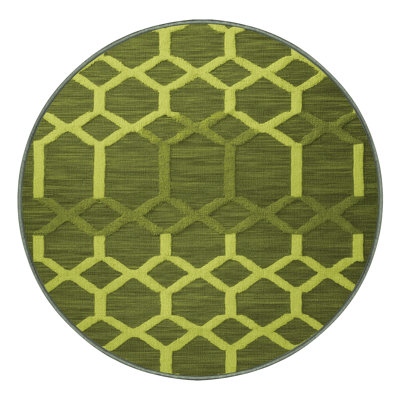 Machine Washable Trellis Green Area Rug