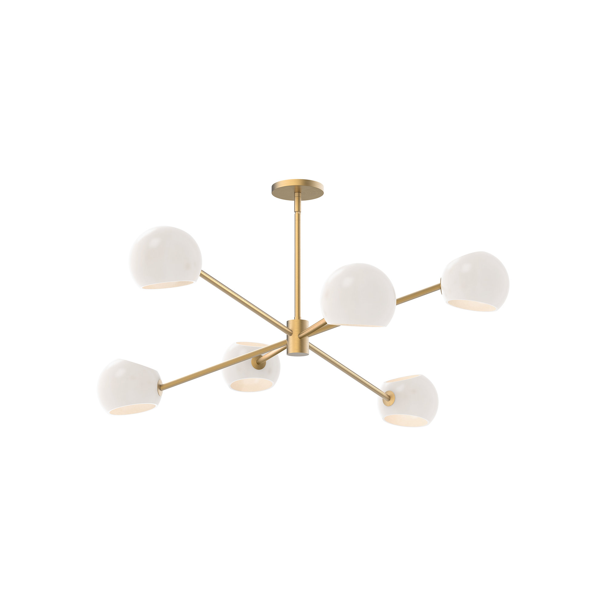 Willow 6 - Light Metal Sputnik Chandelier, Brushed Gold, Opal Matte