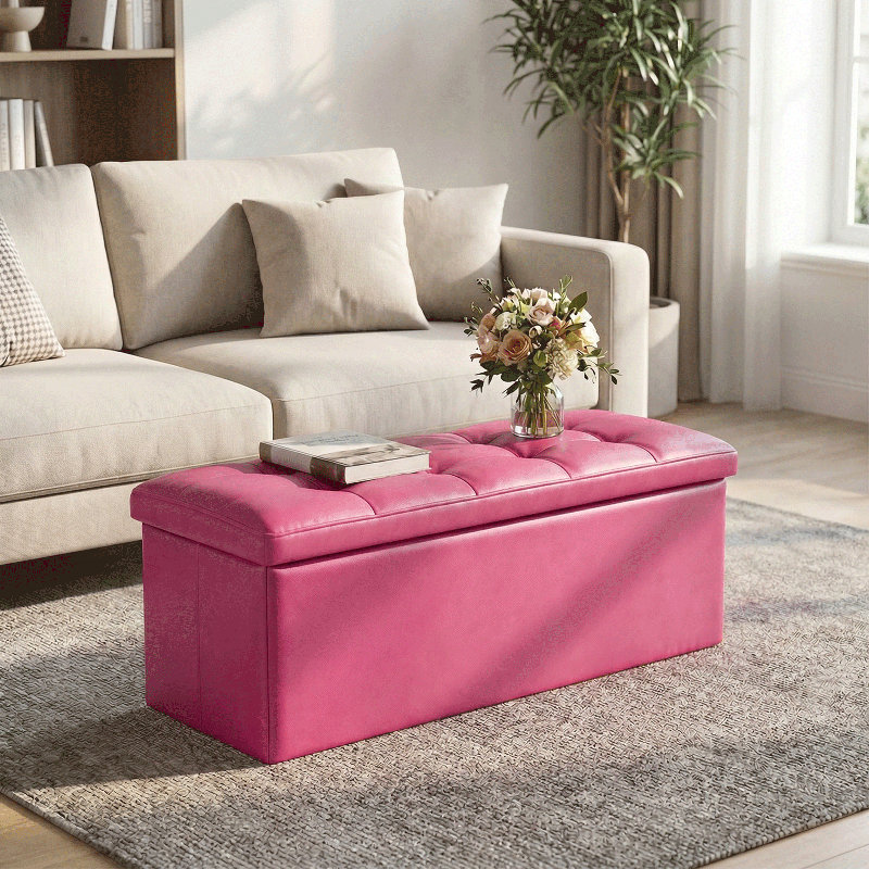 Upholstered Storage Bench Ottoman Versatile Design for Bedroom or Living Room, Perfect for Seating and Organization, Brown