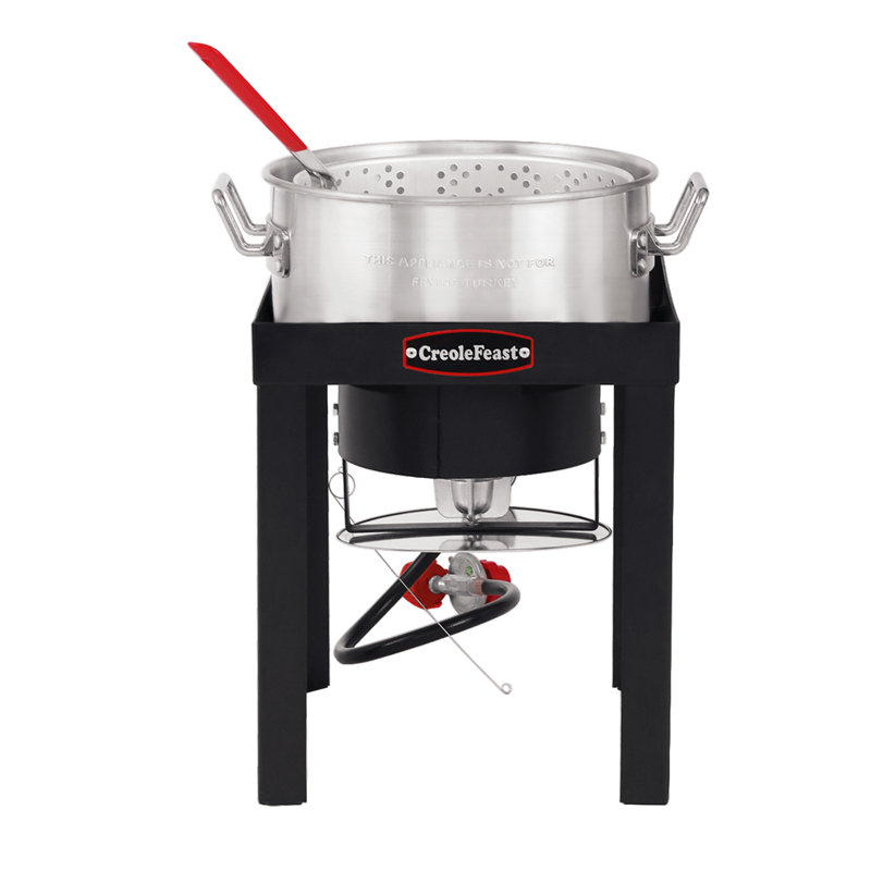 Premium Aluminum 30 Qt. Blue Turkey Fryer with Fish Boiler Steamer Kit