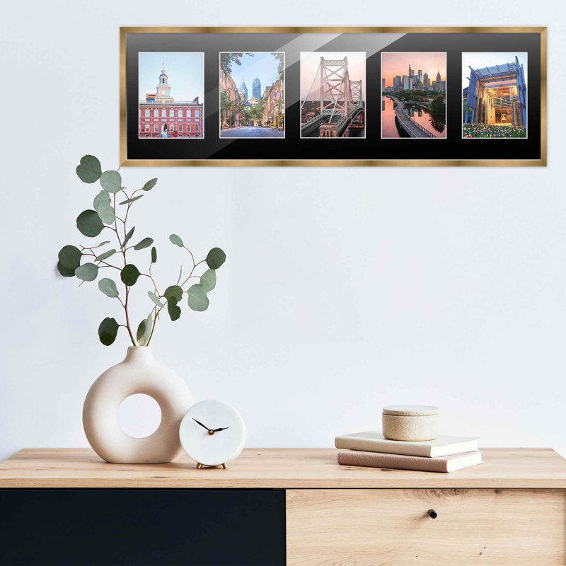 Cadre en bois, 5 po x 7 po, 8,5 po x 28,5 po, Bronze / noir