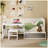 Wooden Twin Size Daybed with Storage Shelves and Lockers, Multi-functional Bed with Study Desk and Matching Stool-2022158763