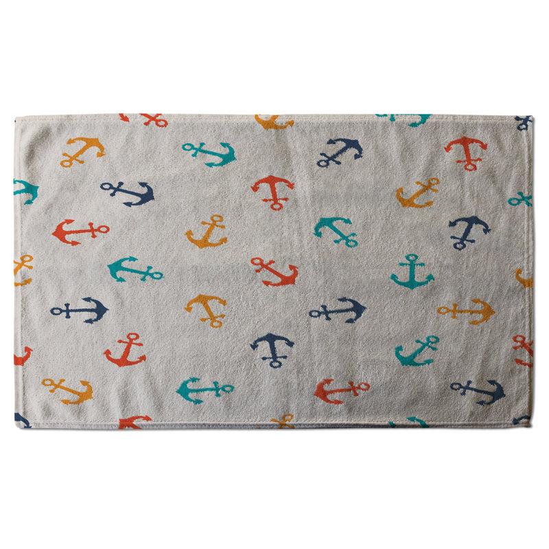 Cotton Waffle Tea Towel Kitchen Towel, White/Green/Orange