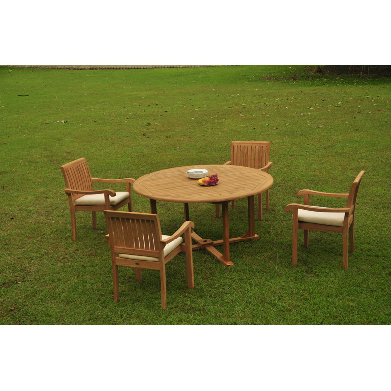 Ensemble repas 5 pièces teck luxueux Perine, 4