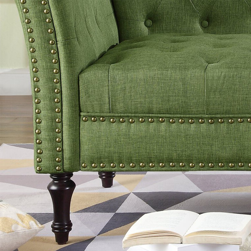 Chaise longue élégante de qualité décontractée, Orienté à gauche (vu de face), Vert gazon, Brun-roux