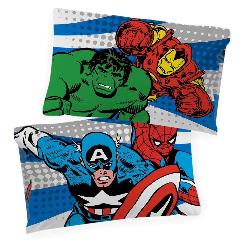 Marvel Comics Avengers 100% Cotton Double Duvet Cover Set - Superhero Collection Includes 50 x 70cm Pillowcases