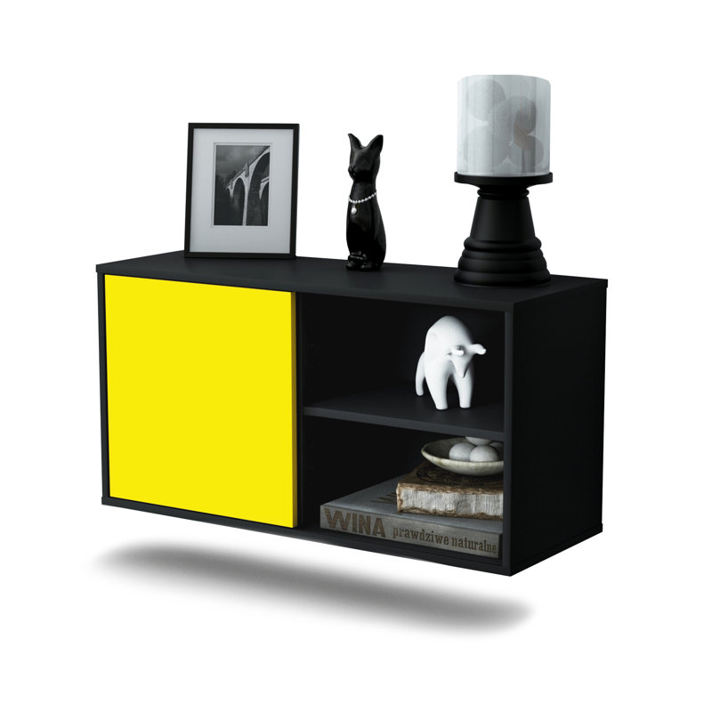 Hardwicke Unfinished Floating TV Stand, Yellow