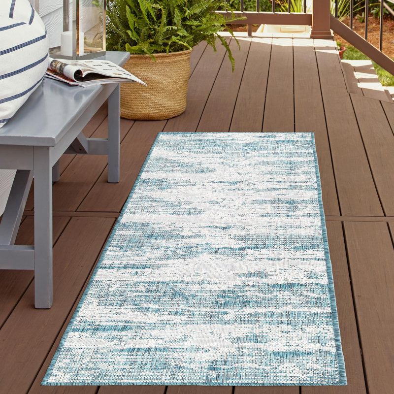 Tapis extérieur bleu iris, Tapis de couloir 2 pi 11 po x 10 pi