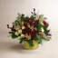 Holiday Arrangement with Hydrangeas, Ornaments and Berries
