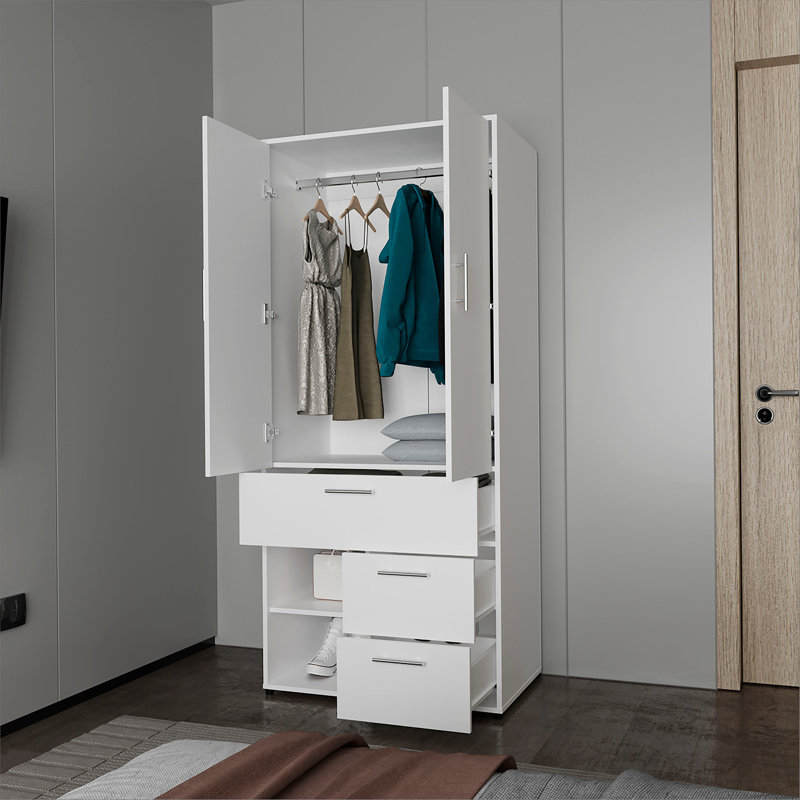 Armoire blanche avec rangement et tringle