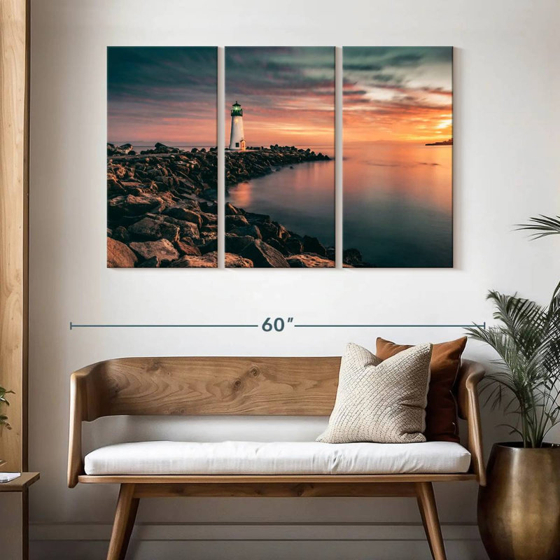 Lighthouse pastel sunset Aletra, H 32 po x l 50 po