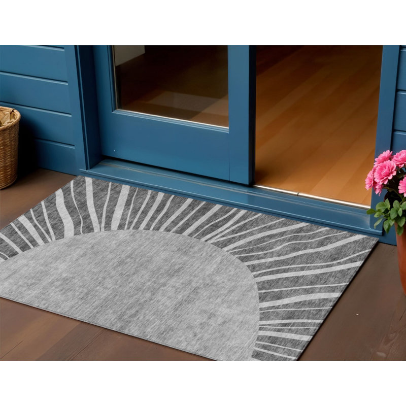 Tapis intérieur gris lavable abstrait 3 pi x 5 pi
