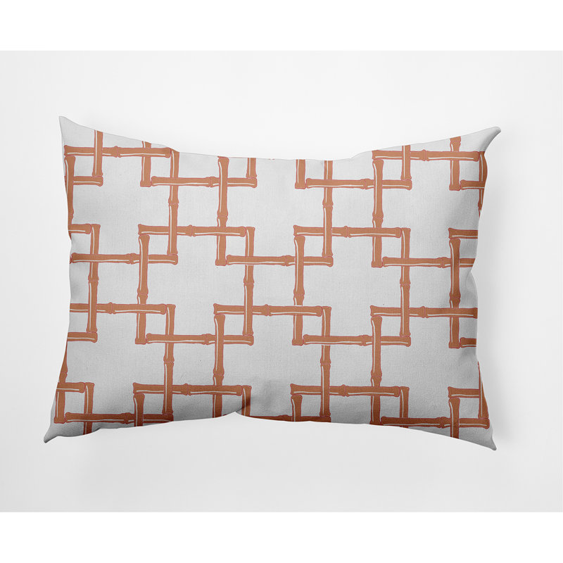 Botanical Blooms Geometric Reversible Throw Pillow, Coral
