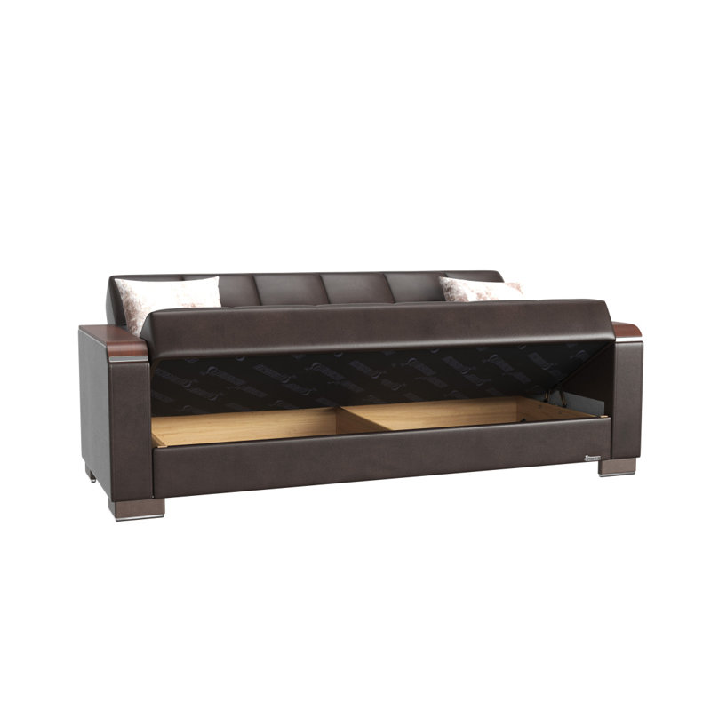 Canapé-lit rembourré avec rangement en bois Primenest Zenaero Collection, Brun