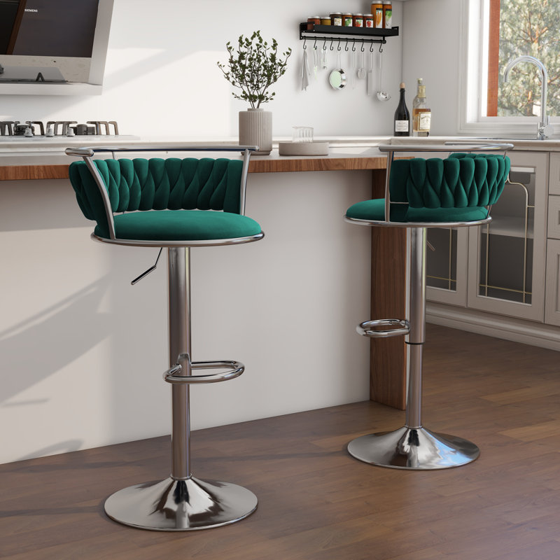 Tabouret de bar Christal, Argent argent, Vert foncé
